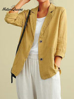 Cotton And Linen Spring Summer Long Sleeve Casual Jacket
