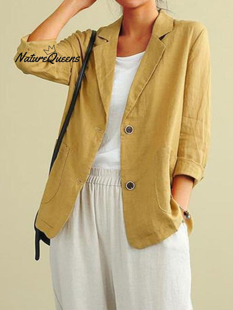 Cotton And Linen Spring Summer Long Sleeve Casual Jacket