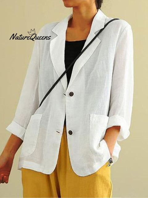 Cotton And Linen Spring Summer Long Sleeve Casual Jacket