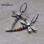 Round Moonstone Dragonfly Earrings
