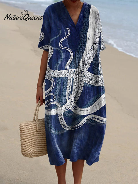 Women's Octopus  Art Print  Casual Dress