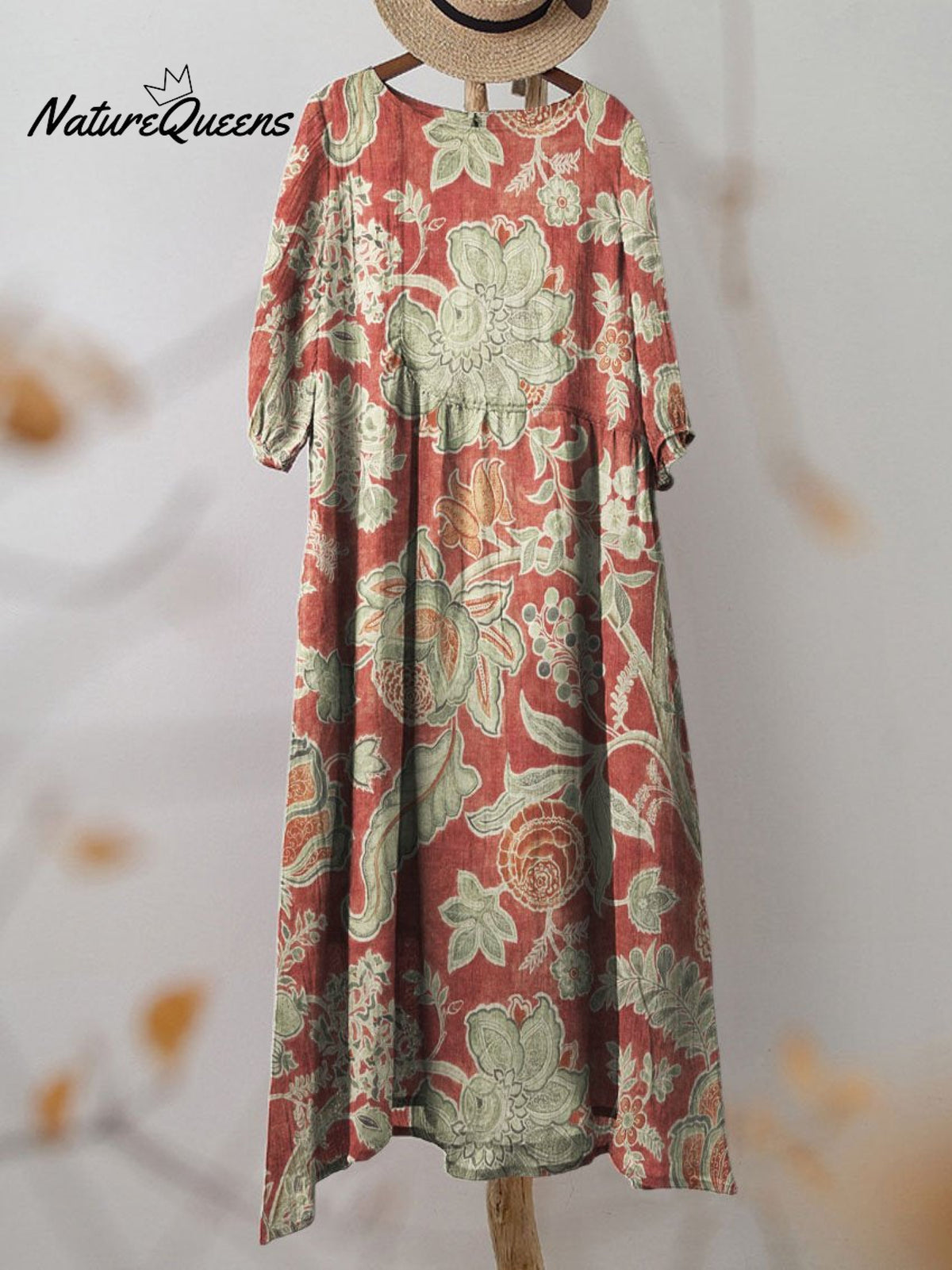 Women's Vintage Printed Pocket Cotton Dress