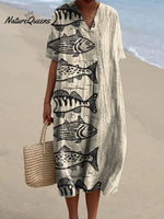 Sea Fish Art Printed Women's Flowy Dress