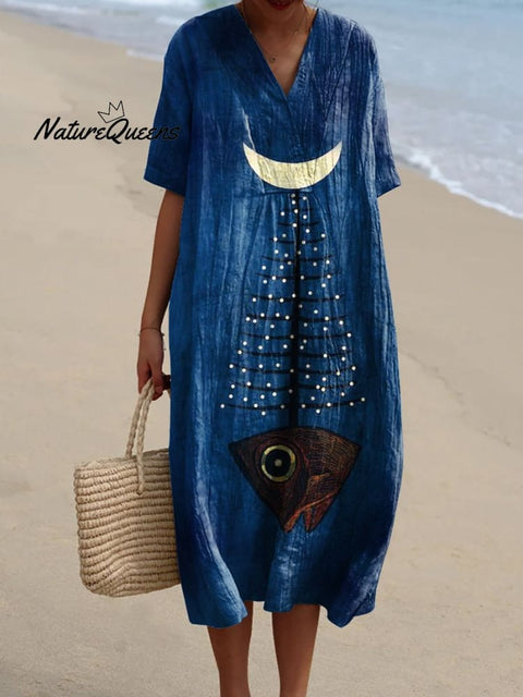 Women's  Fish  Art Print  Casual Dress
