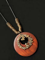 Women's Ethnic Style Wood And Alloy Long Chain Necklace