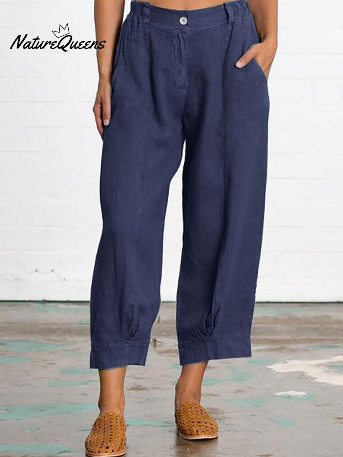 Fashionable Loose Women’s Trousers Blue / M