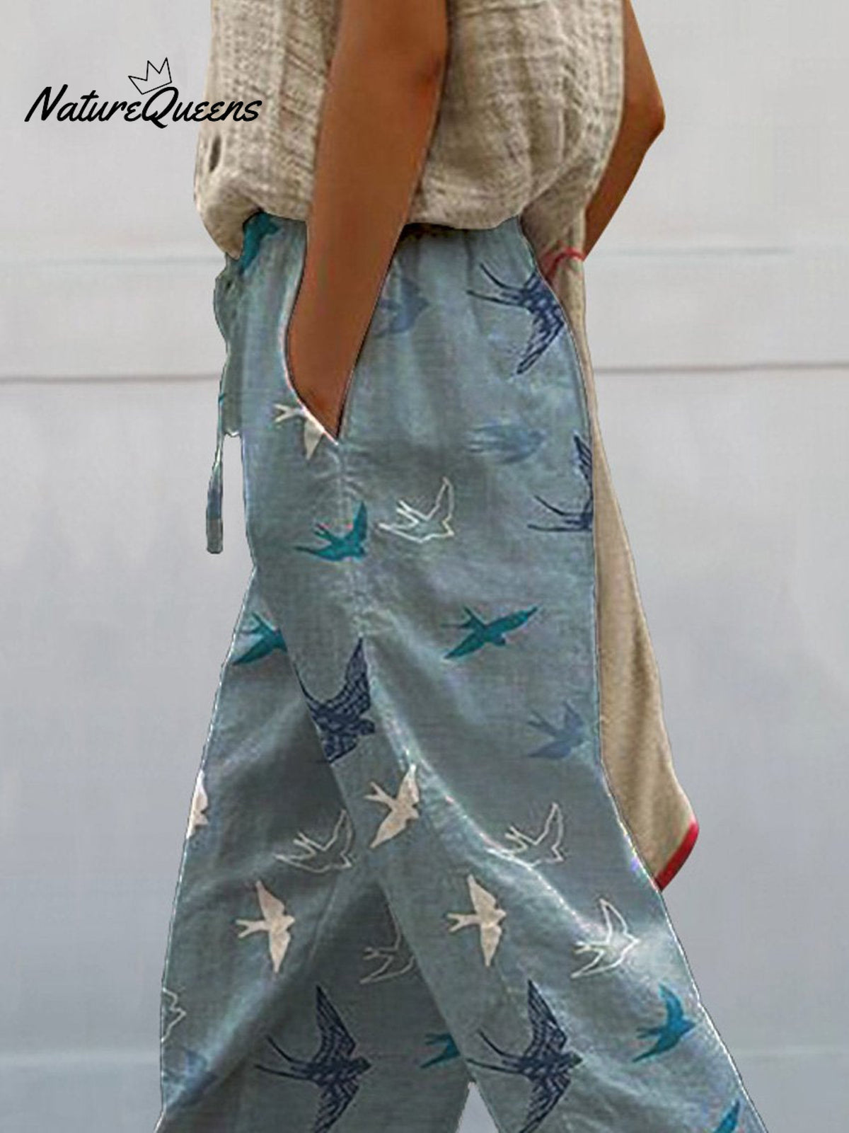 Lovely Swallow Pattern Printed Women's 100 %Cotton Casual Pants