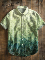Gradient Background Vintage Print Casual 100% Cotton Shirt