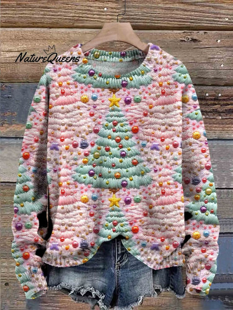 Christmas Tree  Art Print Knit Pullover Sweater