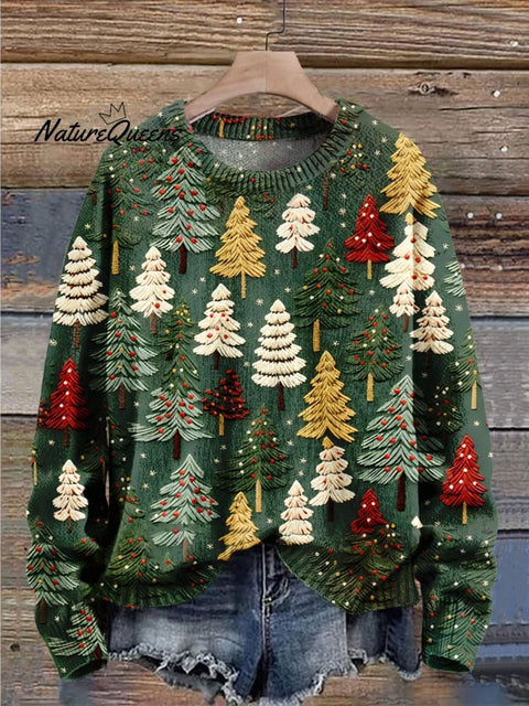 Christmas Gift Christmas Tree Art Print Knit Pullover Sweater