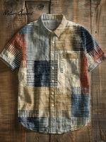 Vintage Art Print Casual 100% Cotton Shirt