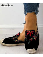 Women’s Embroidered Leaf Baotou Slippers Black / 37