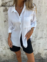 Cotton and Linen Lapel Shirt