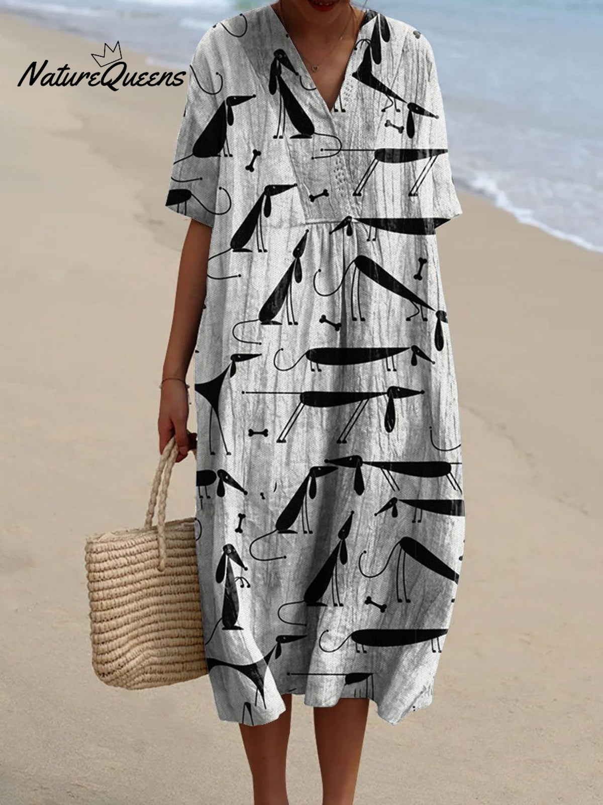 Women's Dachshund Lover Art Print Flowy Dress