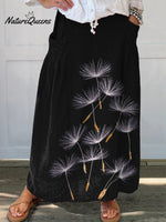 Women’s Flowers Dandelion Casual Print Linen Pocket Skirt Multicolor / S