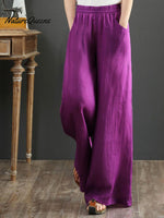 Women's Solid Color Loose Elegant Casual Simple Cotton And Linen Pants
