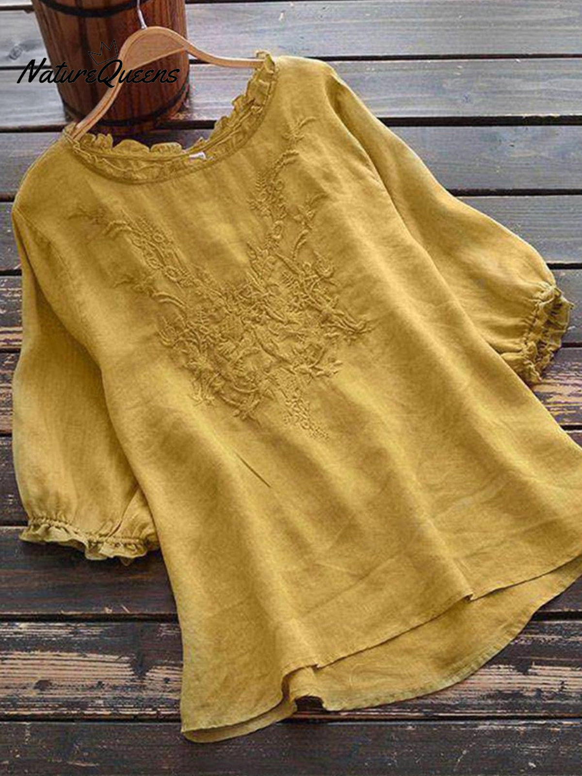 Women’s Embroidery Casual Top Yellow / M