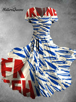 Women's Vintage Fish Sardines Art Print Two Piece Dress