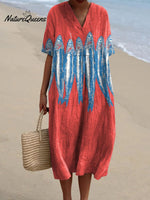 Women's Vintage Lovely Sardines Art Print Flowy Dress
