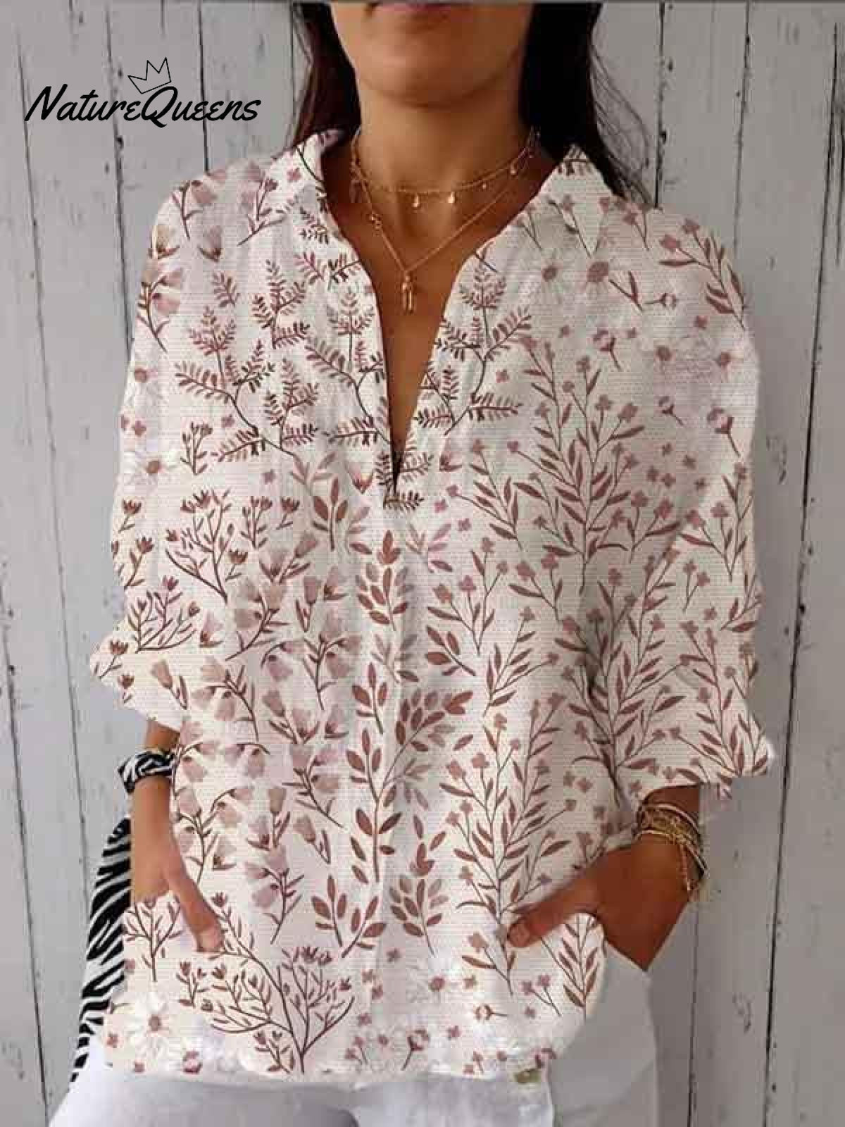 Women's Fresh Red Floral Print Casual Tops