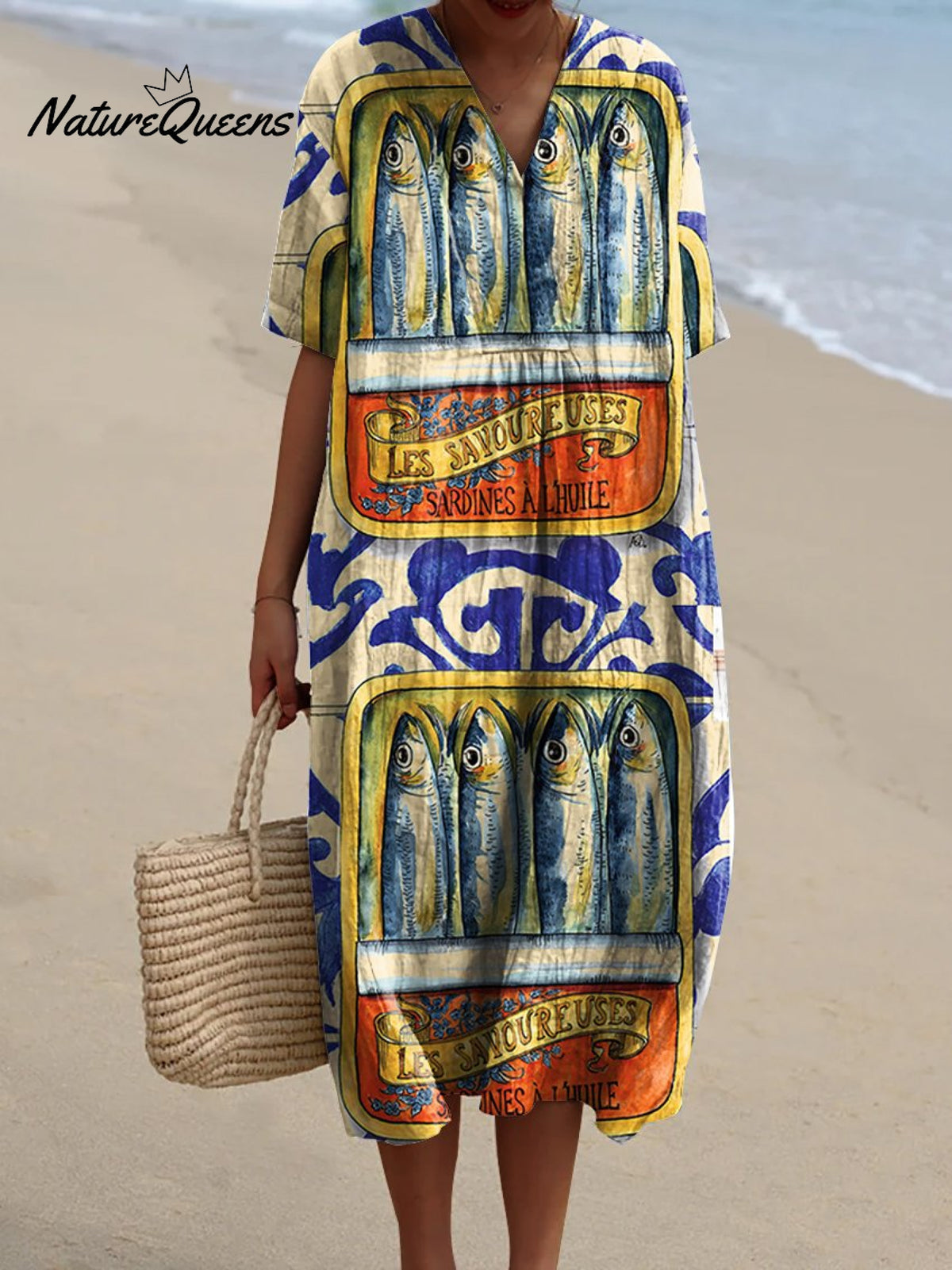 Women's FishArt Print Flowy Dress