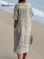 Abstract Swirl Art Printed Women's Flowy Dress