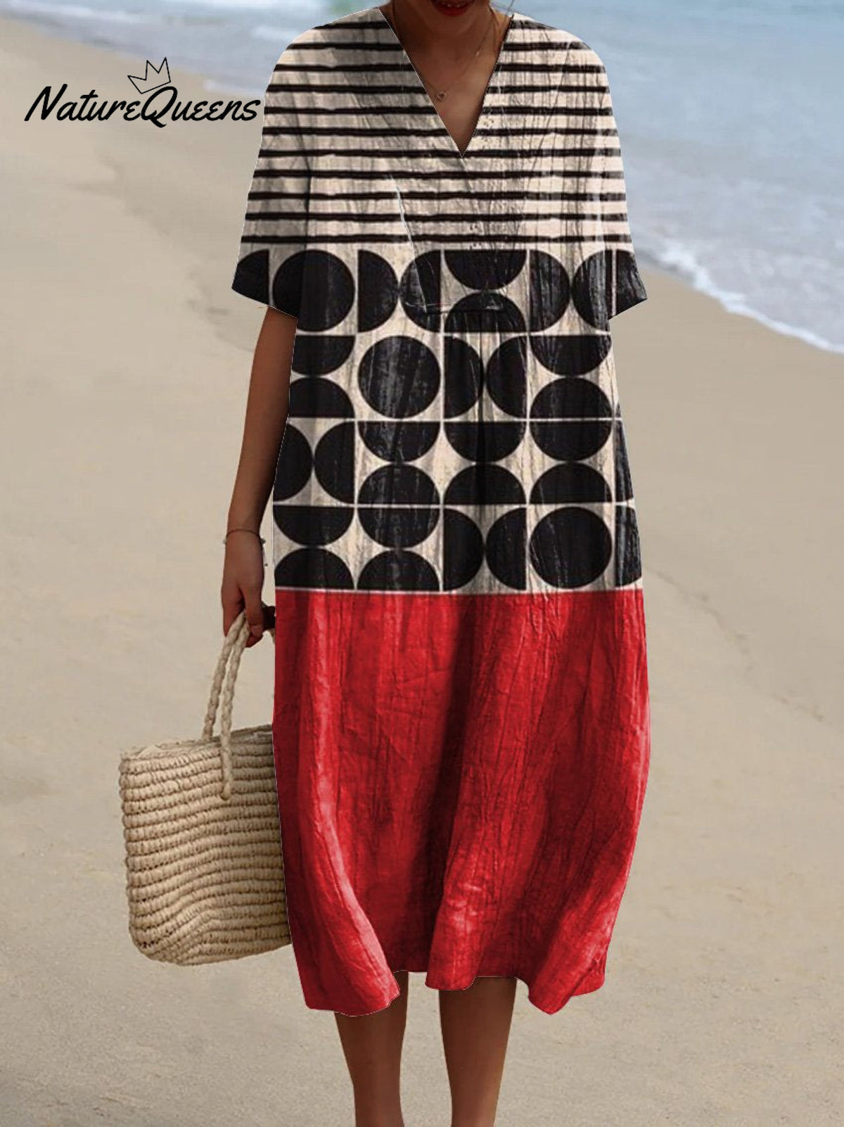 Artistry Geometric Pattern Printed Women's Flowy Dress