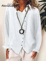 Women’s Cotton & Linen Casual Long Shirt White / S