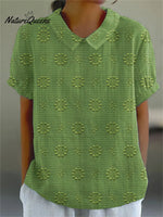 Women’s Casual Cotton And Linen Shirt Green / S