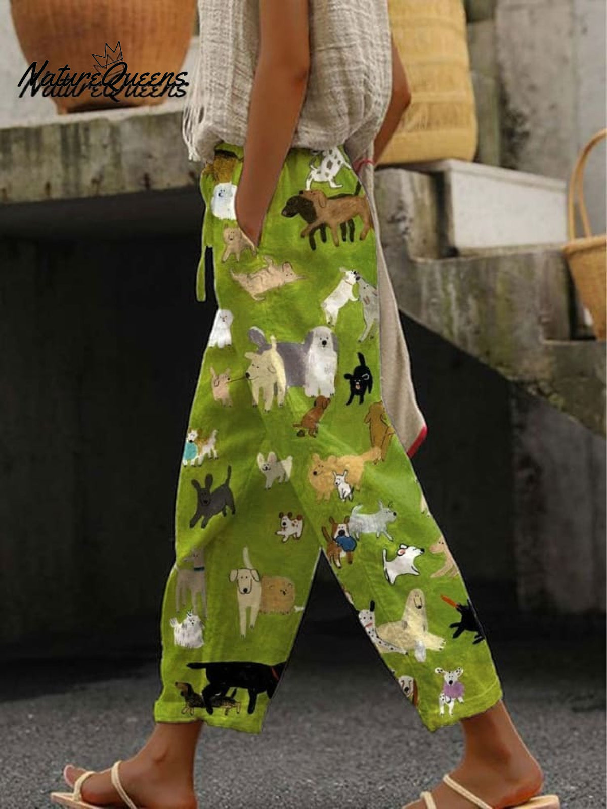 Women's Cute Dog Art Print Casual Cotton And Linen Shirt