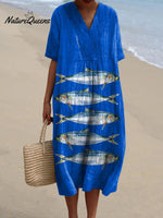 Women's Lovely Sardines Art Print Flowy Dress