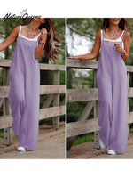 Cotton And Linen Pocket Suspender Overalls Purple / S