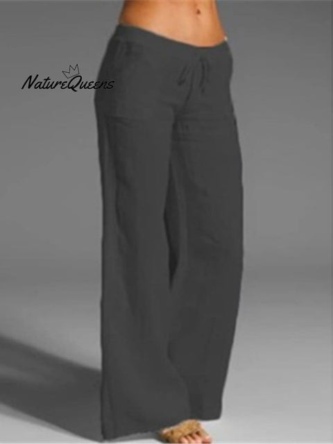 Women’s Pocket Cotton And Linen Slacks Black / S