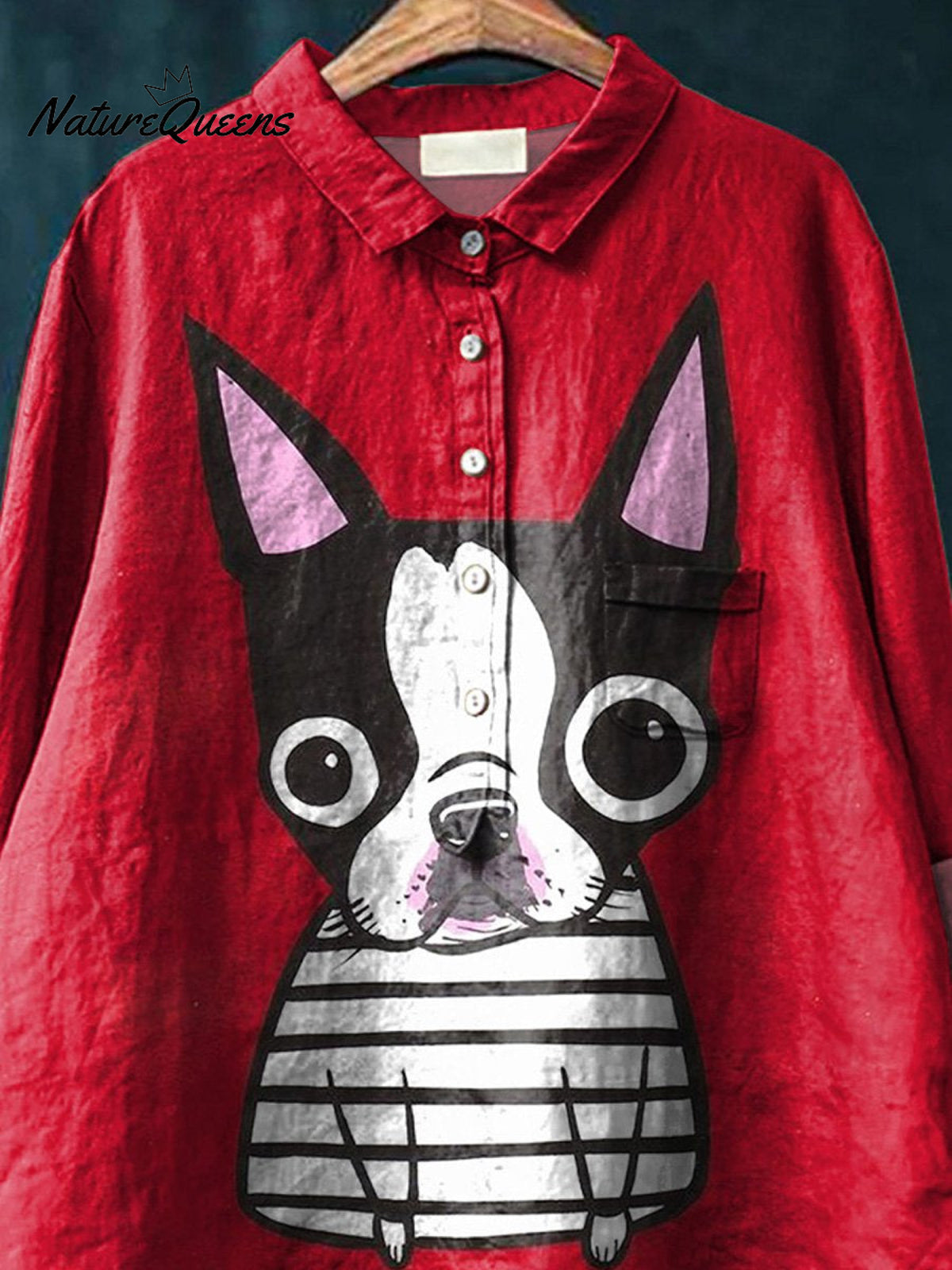 Lovely Chihuahua Dog Graphic Printed Women's Casual Cotton And Linen Shirt