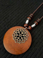 Women's Ethnic Style Wood And Alloy Long Chain Necklace