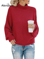Thick Line Turtleneck Pullover Sweater