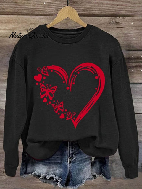 Valentine's Day Lovely Heart Art Print Casual Sweatshirt