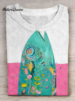 Fish Art Print Casaul Short Sleeve T-shirt