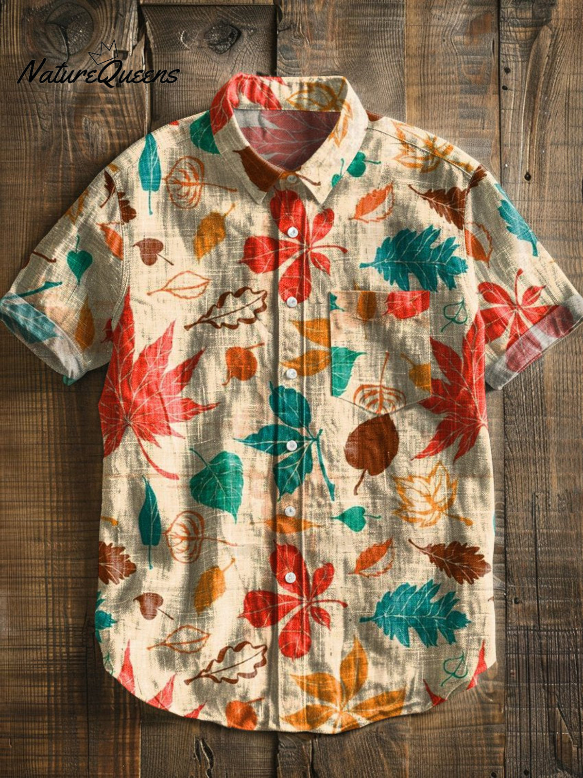 Maple Leaf Vintage Print Casual 100% Cotton Shirt