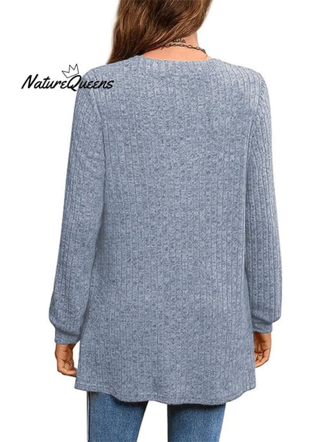 Women's Solid Color Stylish Long-sleeved Casual Knitted Top