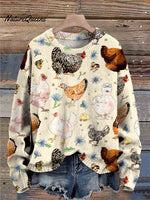 Christmas Chicken Cute Art Print Knit Pullover Sweater