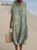 Women’s Retro Floral Art Print Casual Flowy Dress Multicolor / S