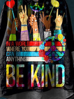 In A World Where You Can Be Anything Be Kind Peace And Love Art Print Casual Cotton And Linen Shirt