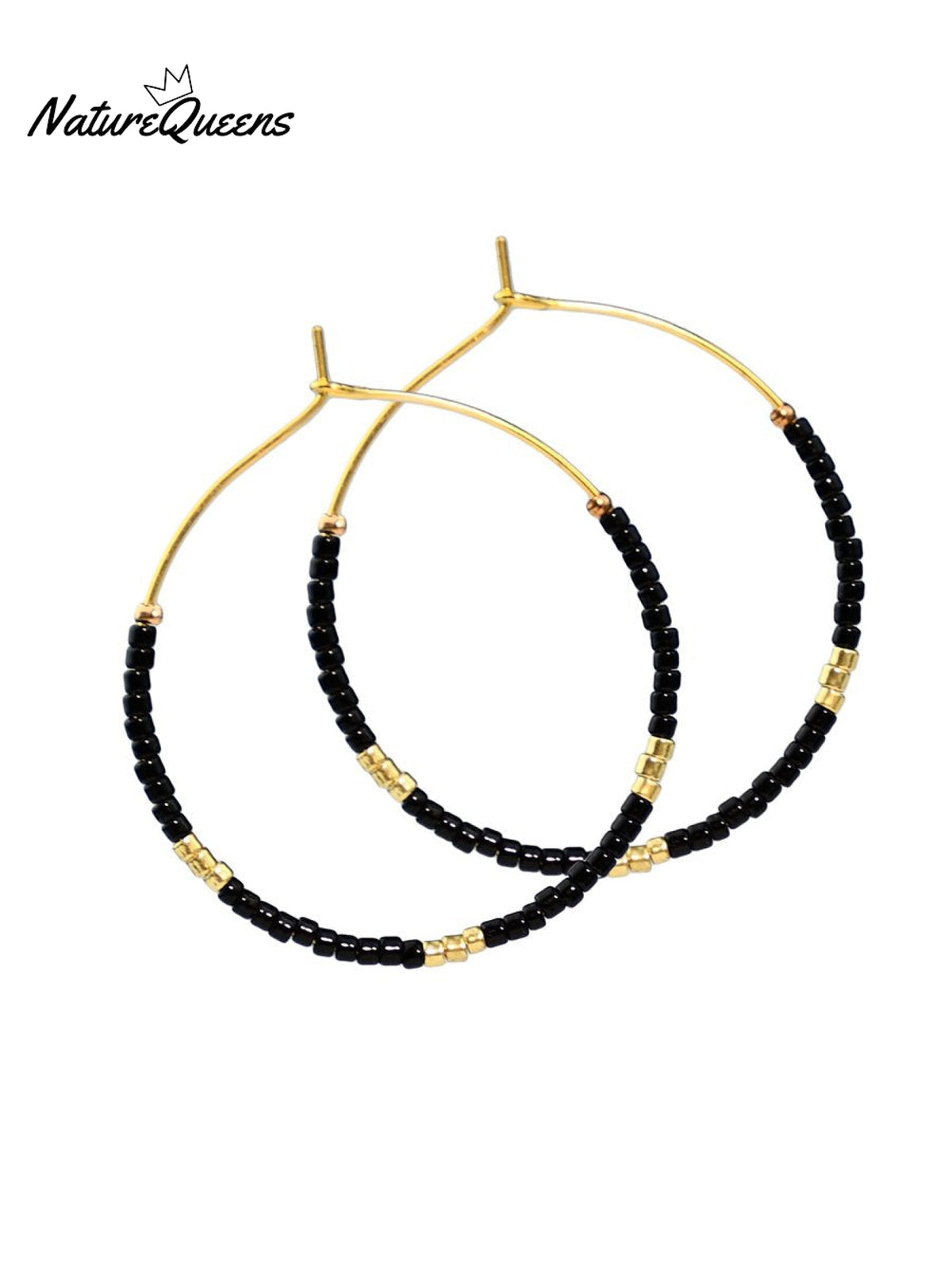 Bohemian Colorful Rice Bead Earrings Black / Onesize