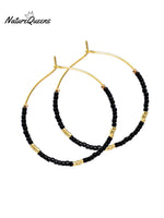 Bohemian Colorful Rice Bead Earrings Black / Onesize