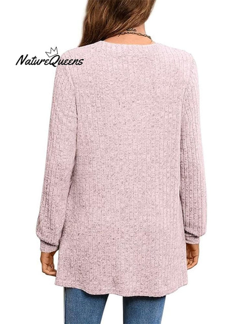 Women's Solid Color Stylish Long-sleeved Casual Knitted Top