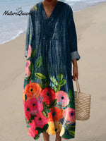 Women's Flower Art Print Casual Dress