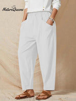 Women’s Solid Color Casual Pants White / S