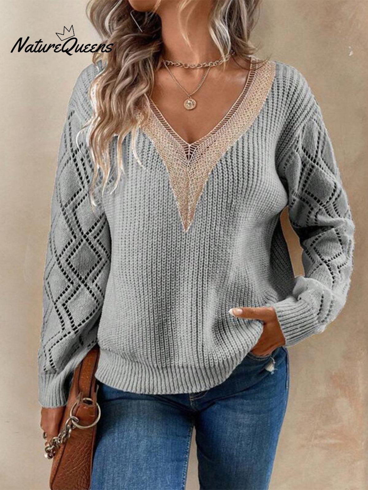 Casual Pullover Women's V-neck Knit