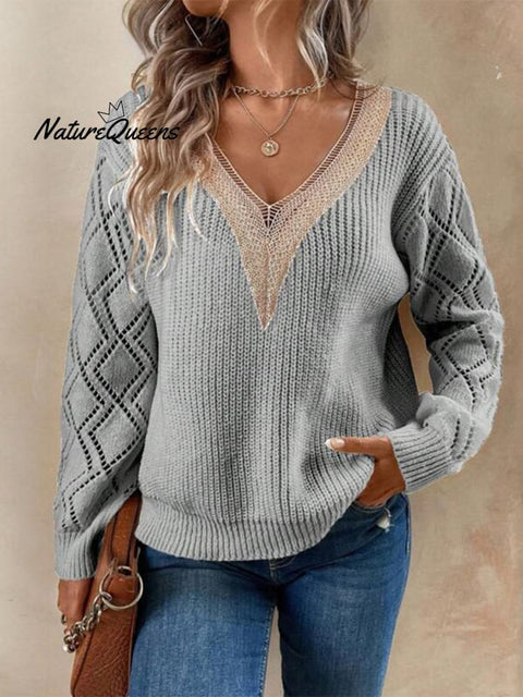 Casual Pullover Women's V-neck Knit